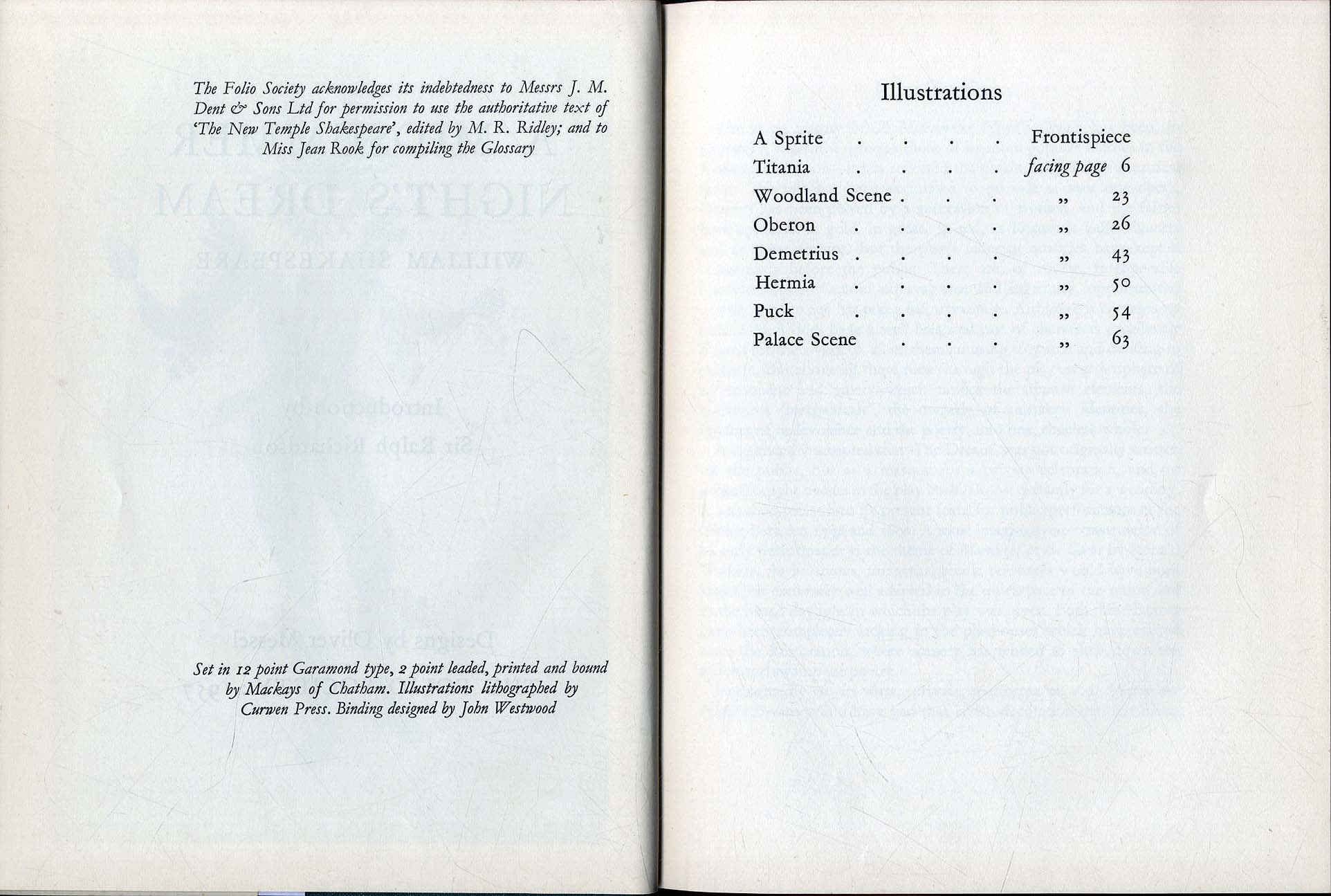 Theatre Menu, Oliver Messel, sets and costumes for The Tempesy 1957